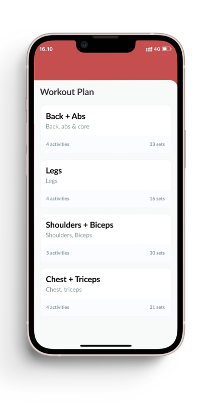 workout feature of the app